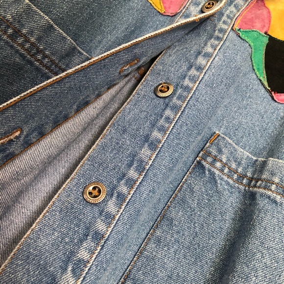 Vintage denim jacket with suede overlay SERUCHI - Picture 6 of 7